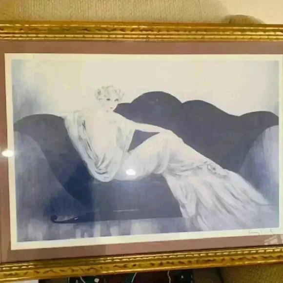 Le Sofa" by French Artist Louis Icart: Dry Point Etching - Signed - Picture 5 of 8
